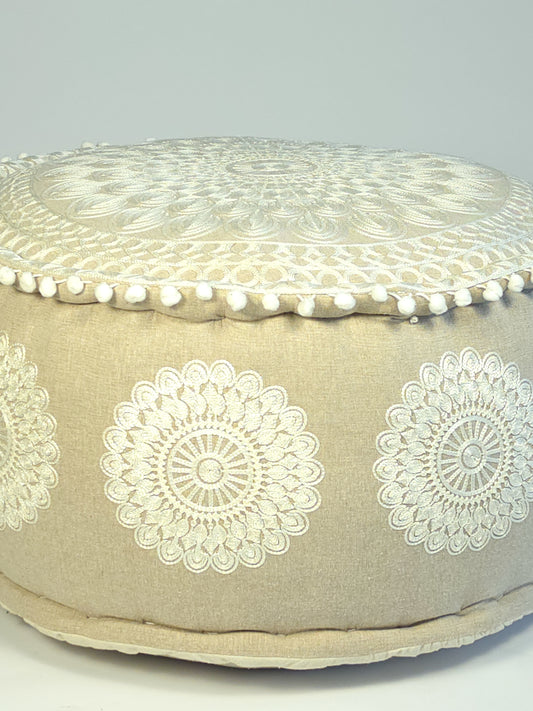 Cream Mandala Floor Cushion