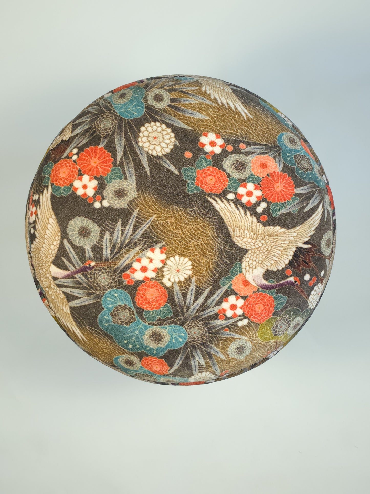 Cotton Velvet Upholstered Footstool - Jaipur Print