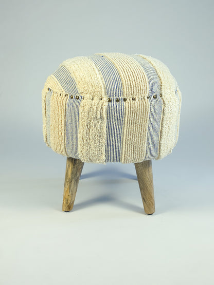 Cotton Upholstered Footstool - Jaipur Print