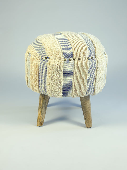 Cotton Upholstered Footstool - Jaipur Print