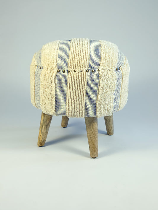 Cotton Upholstered Footstool - Jaipur Print