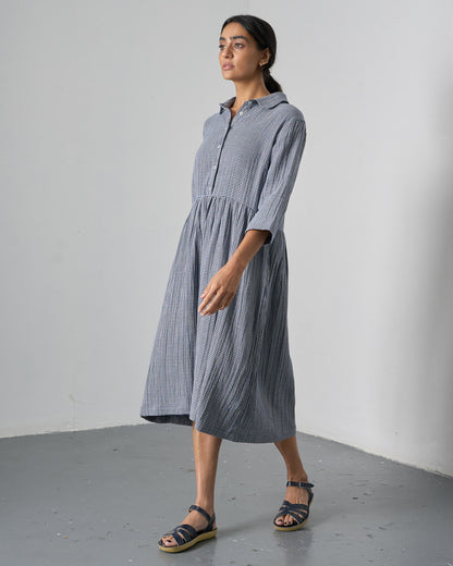 The 'Sea-Breeze' Navy Check Cotton Dress