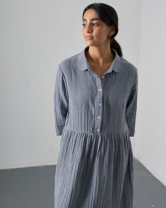 The 'Sea-Breeze' Navy Check Cotton Dress