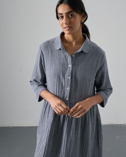 The 'Sea-Breeze' Navy Check Cotton Dress