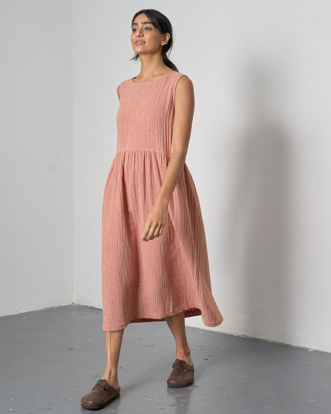 The 'Day to Day' Rust Check Cotton Dress