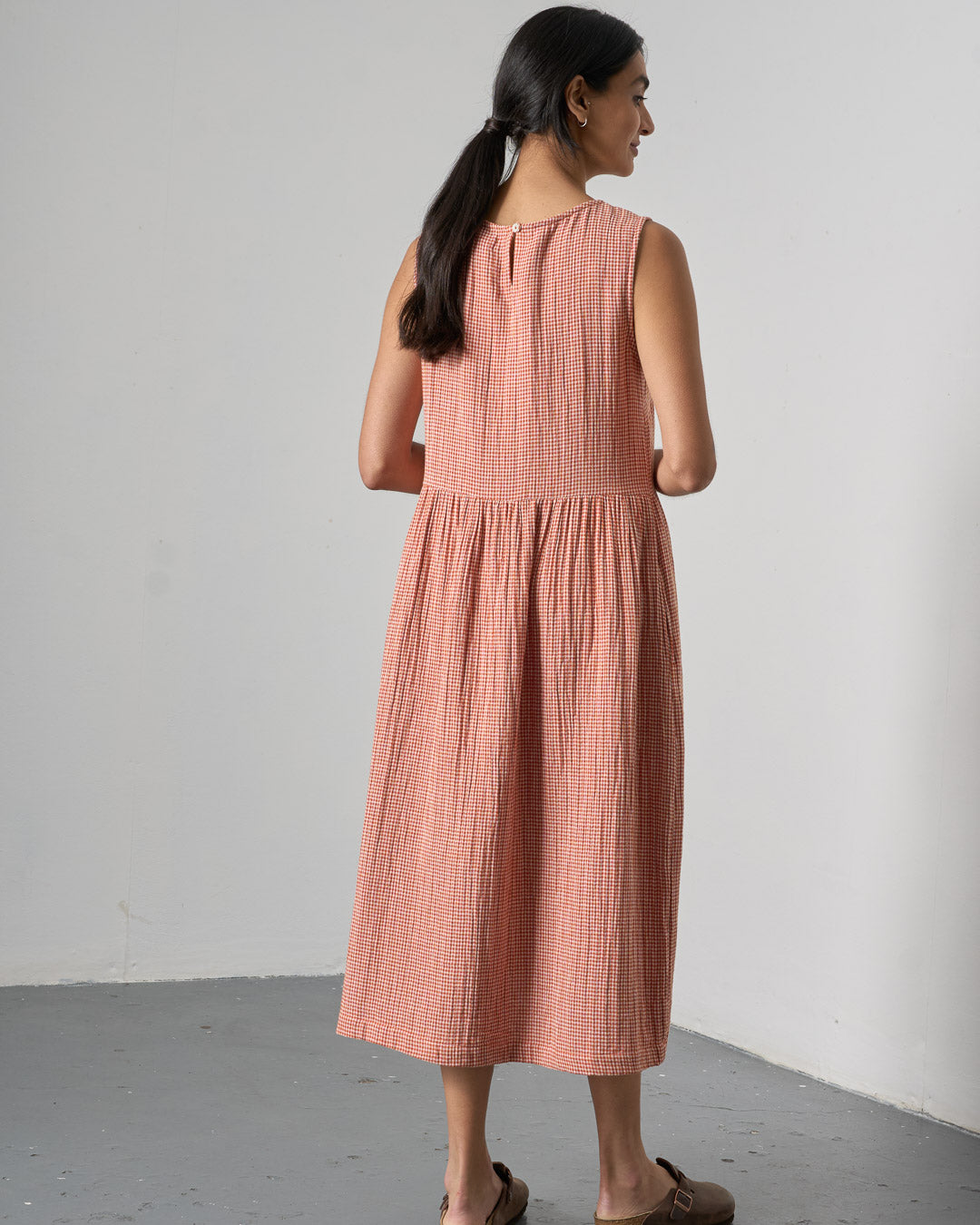 The 'Day to Day' Rust Check Cotton Dress