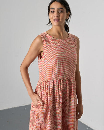 The 'Day to Day' Rust Check Cotton Dress
